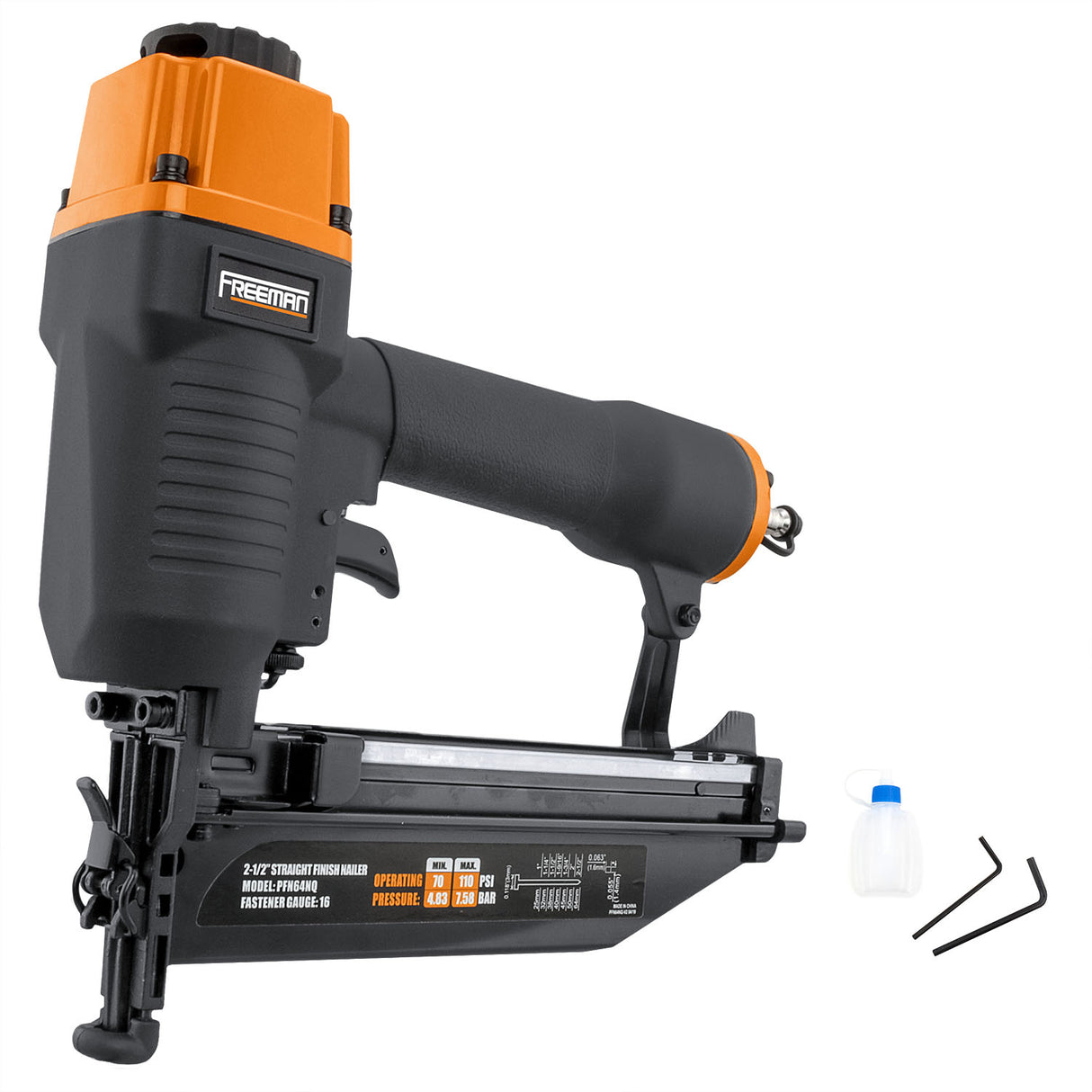 Pneumatic 16-Gauge 2-1/2" Straight Finish Nailer with Nails