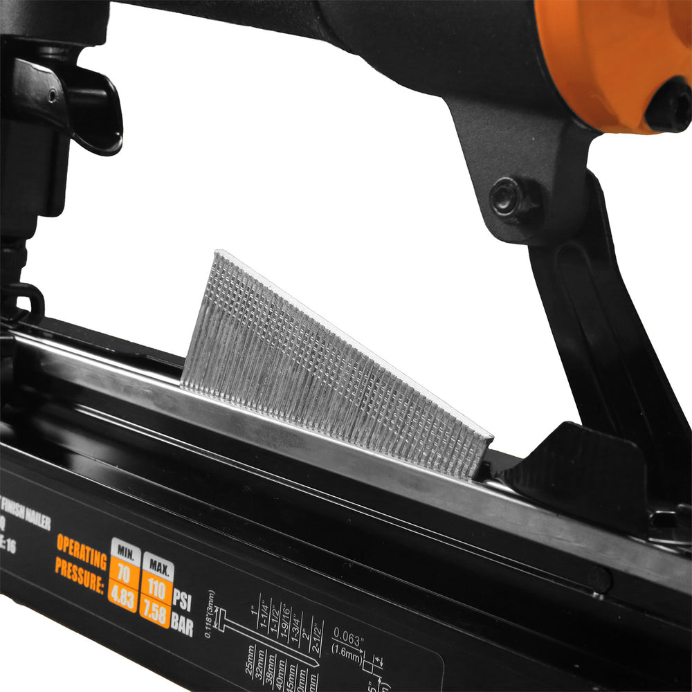 Pneumatic 16-Gauge 2-1/2" Straight Finish Nailer with Nails