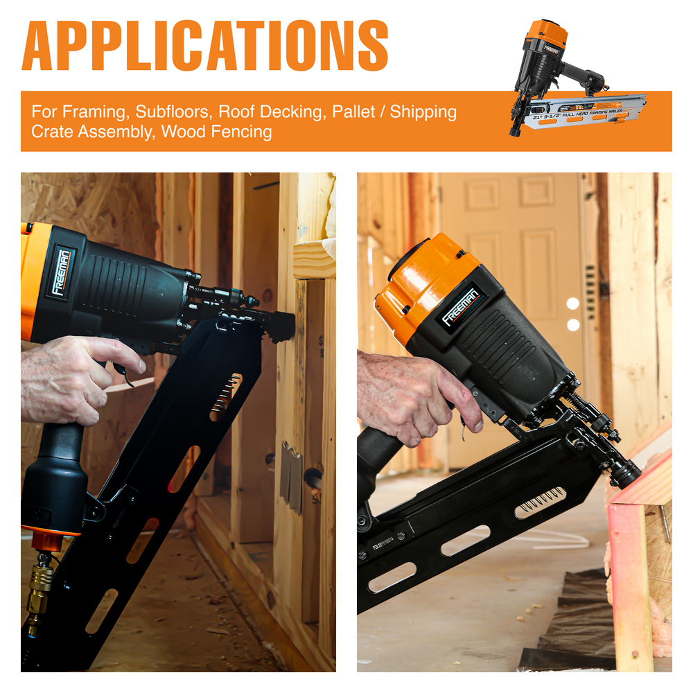 Pneumatic 21 Degree 3-1/2" Framing Nailer with Nails