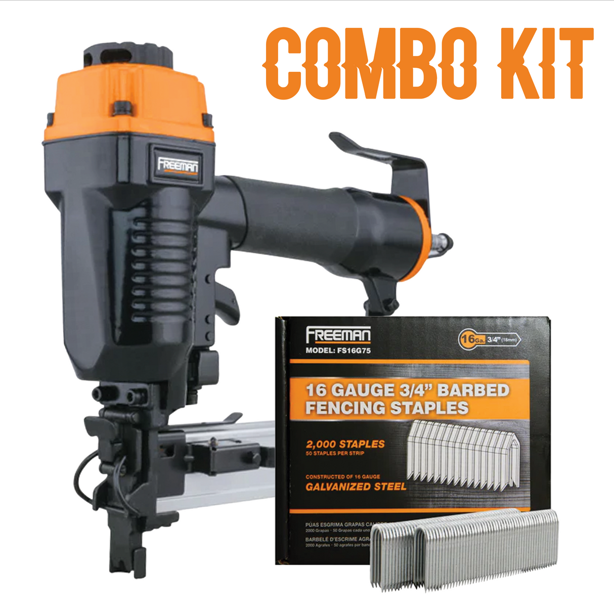 Pneumatic 16-Gauge Fencing Stapler + 3/4" Staples (2000) Kit