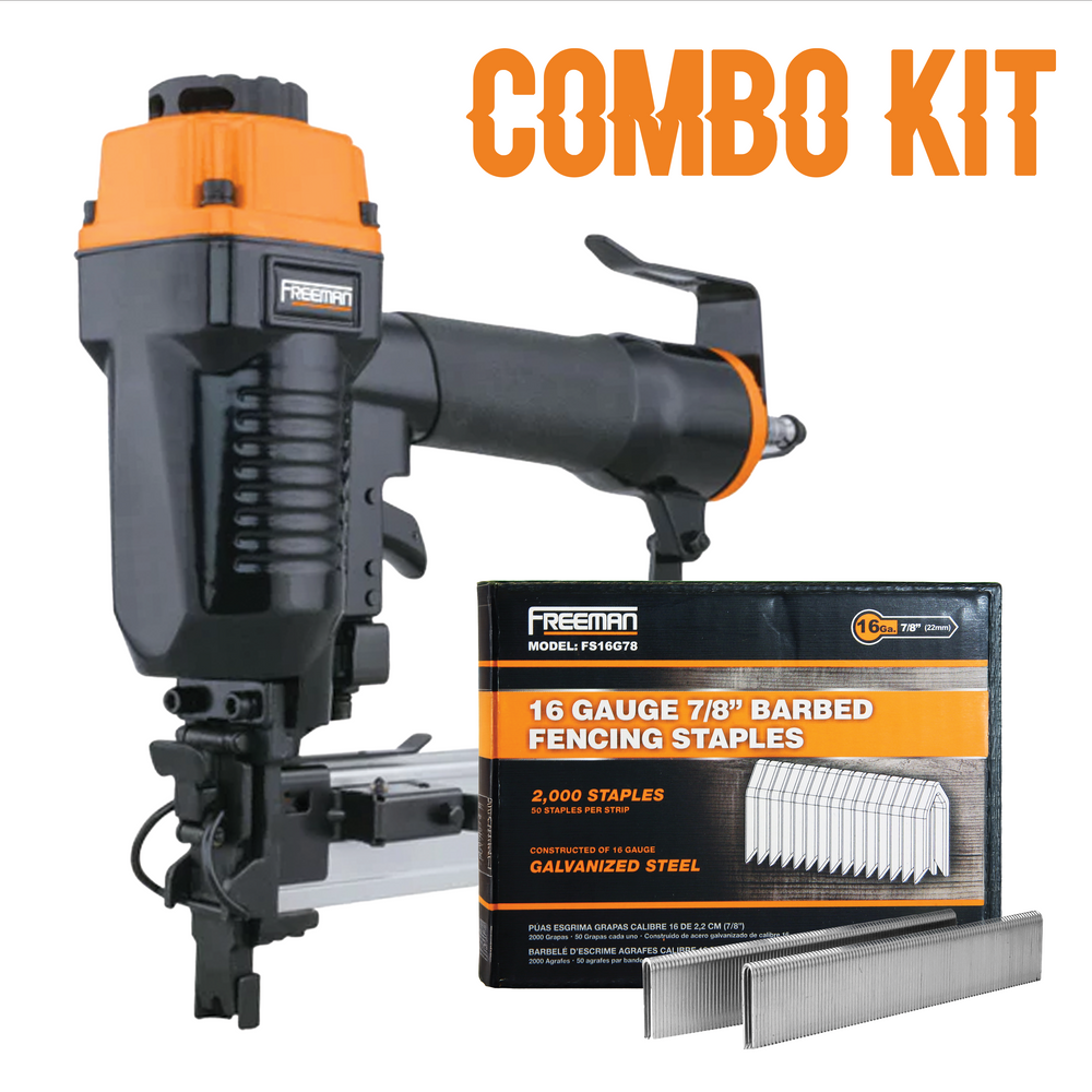Pneumatic 16-Gauge Fencing Stapler + 7/8" Staples (2000) Kit