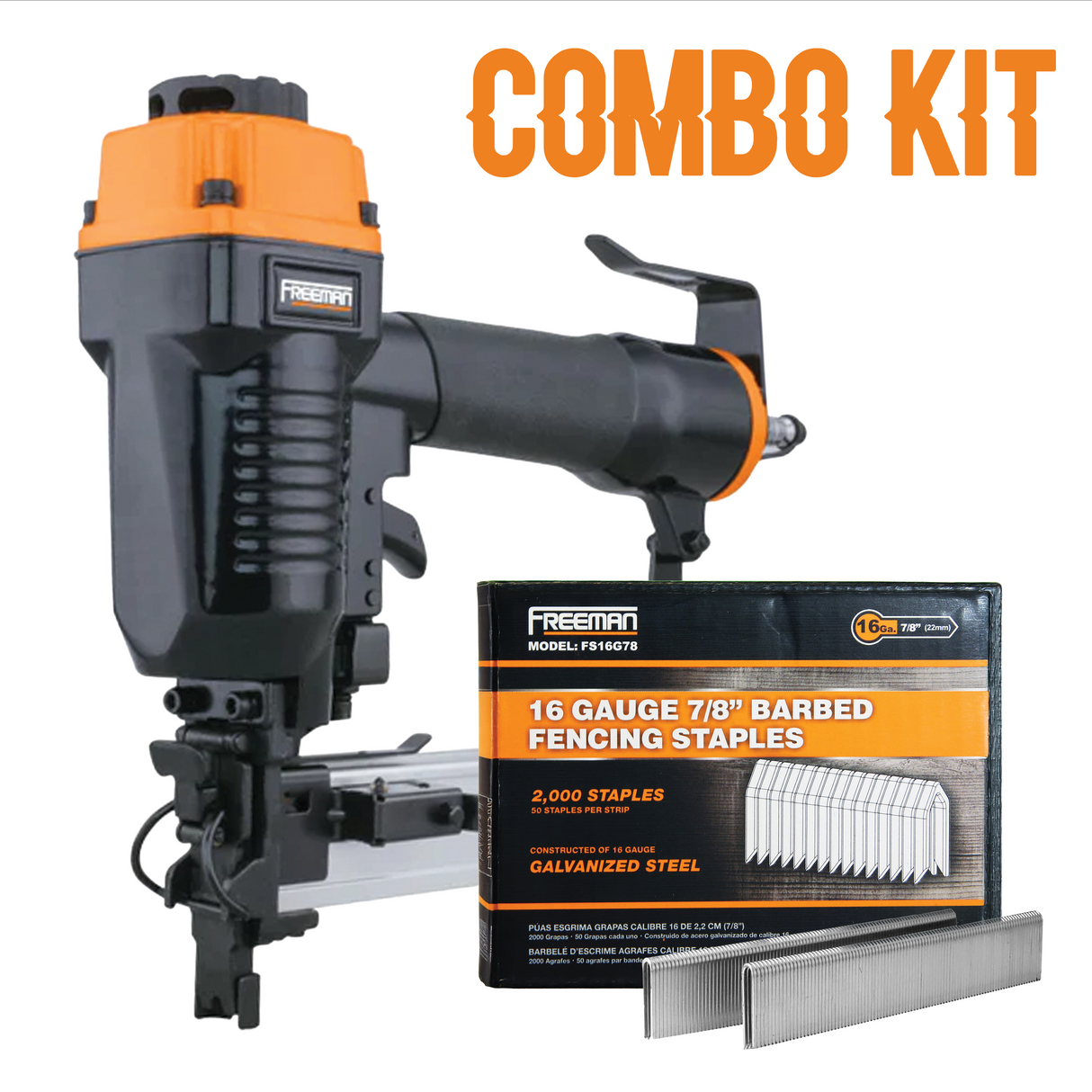 Pneumatic 16-Gauge Fencing Stapler + 7/8" Staples (2000) Kit