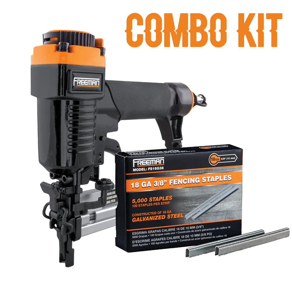 Pneumatic 18-Gauge Fencing Stapler + 3/8" Staples (5000) Kit