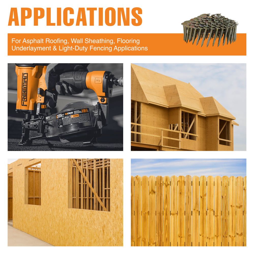 RN-125 15 Degree 1-1/4" x 0.120" Wire Collated Galvanized Coil Roofing Nails (7200 Count)