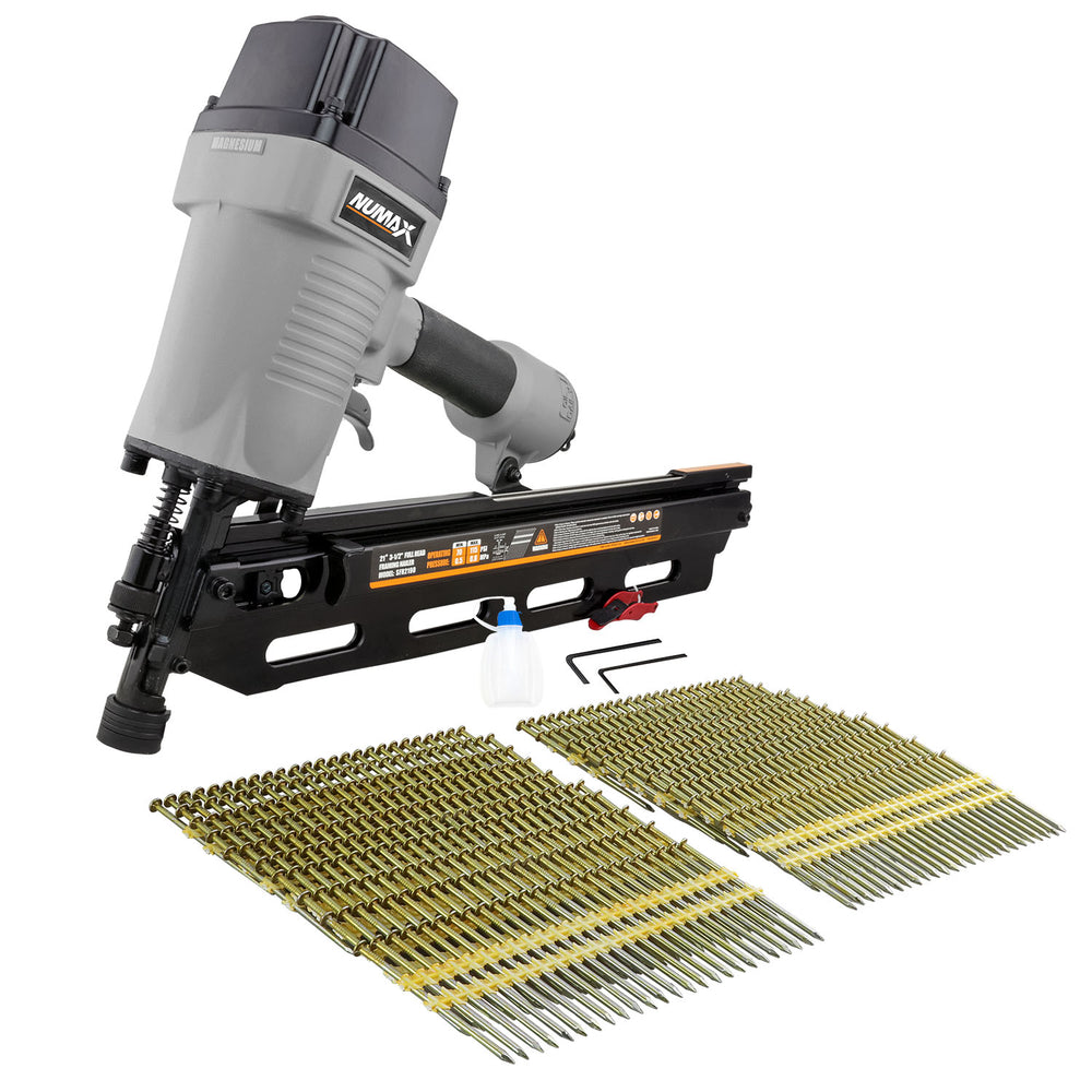 Pneumatic 21 Degree 3-1/2" Framing Nailer with Nails