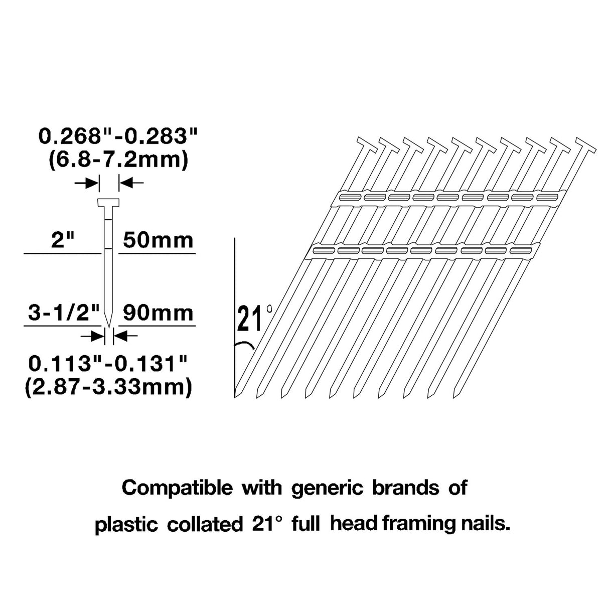 Pneumatic 21 Degree 3-1/2" Framing Nailer with Nails