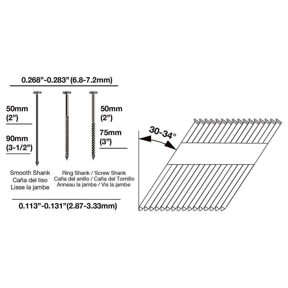 Pneumatic 34 Degree 3-1/2" Framing Nailer