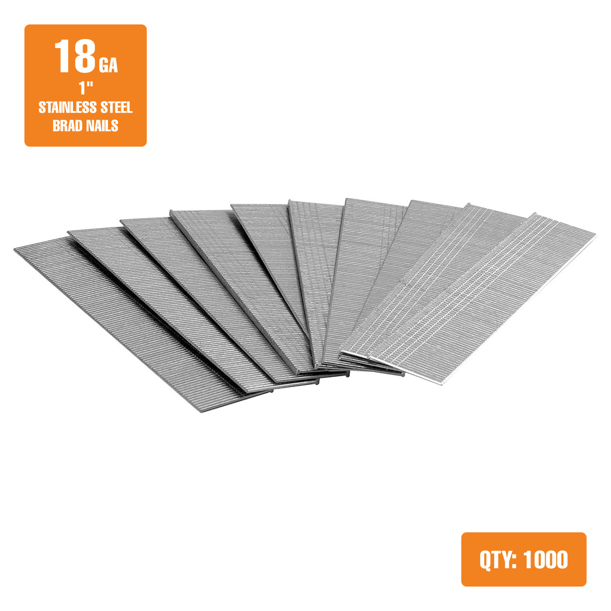 SSBN18-1 18-Gauge 1" Glue Collated Stainless Steel Brad Nails (1000 Count)