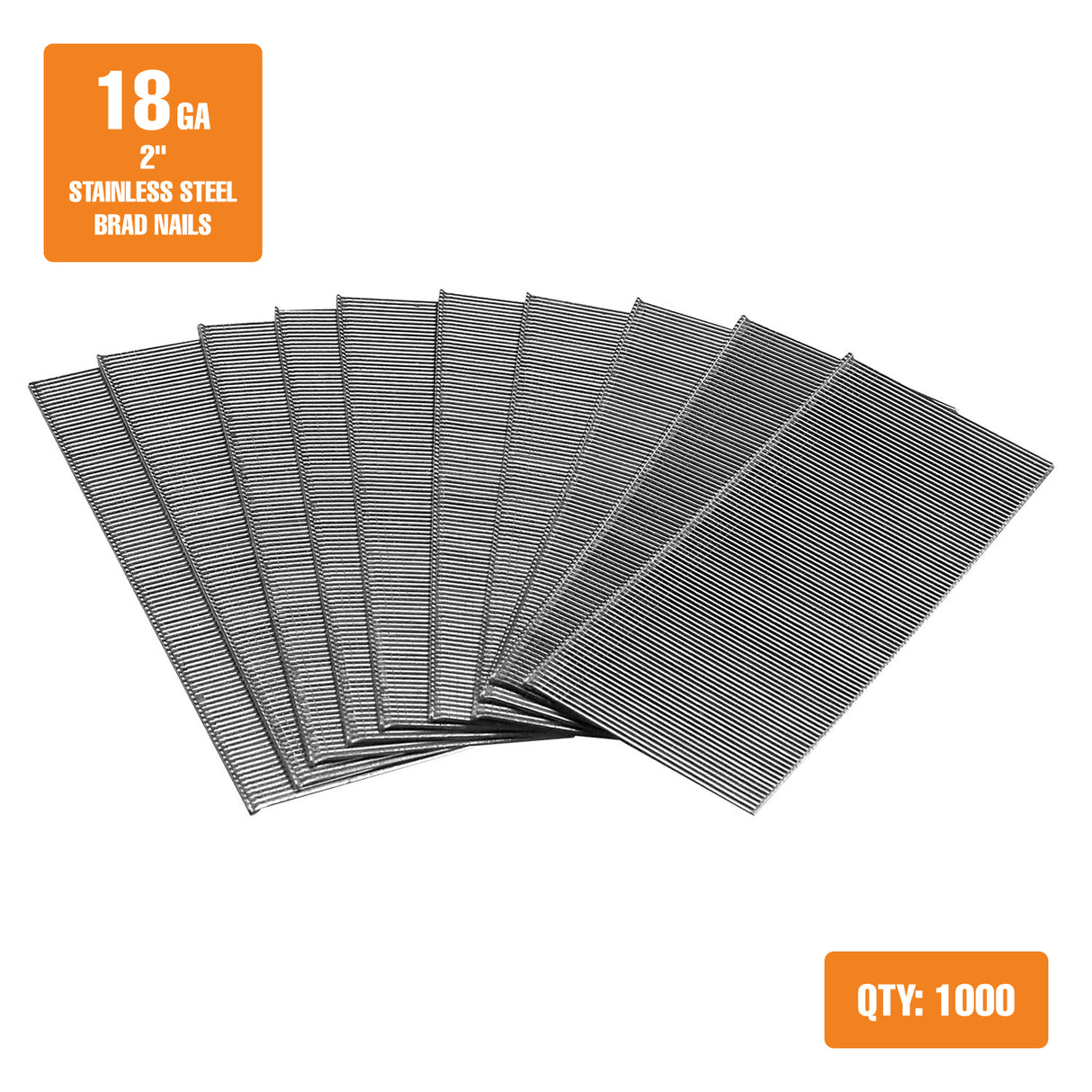 SSBN18-2 18-Gauge 2" Glue Collated Stainless Steel Brad Nails (1000 Count)