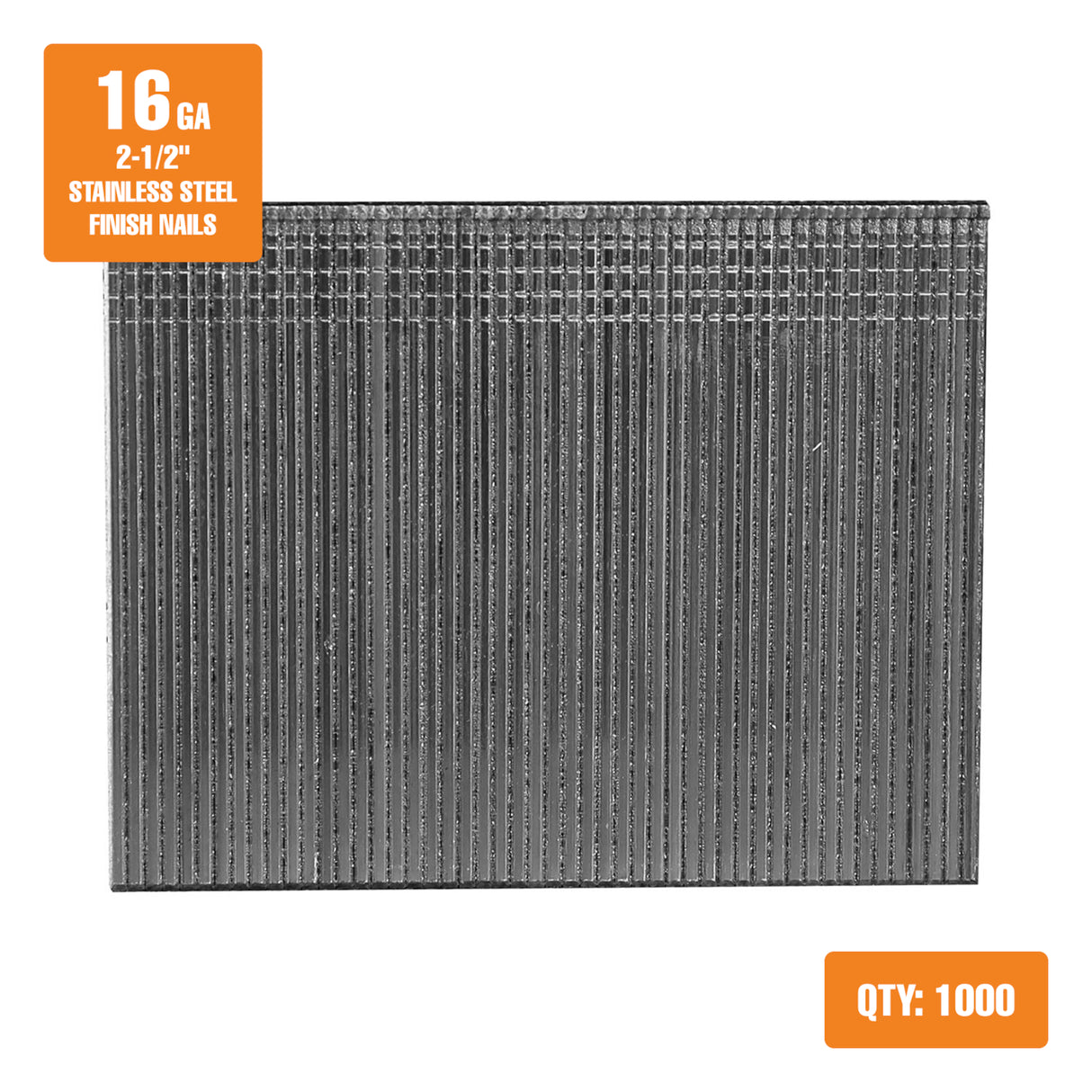 SSSF16-25 16-Gauge 2-1/2" Glue Collated Stainless Steel Straight Finish Nails (1000 Count)