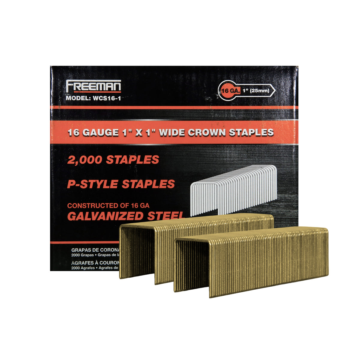WCS16-1 16-Gauge 1" Glue Collated Galvanized Wide Crown Senco P Style Staples with 1" Crown (2000 Count)