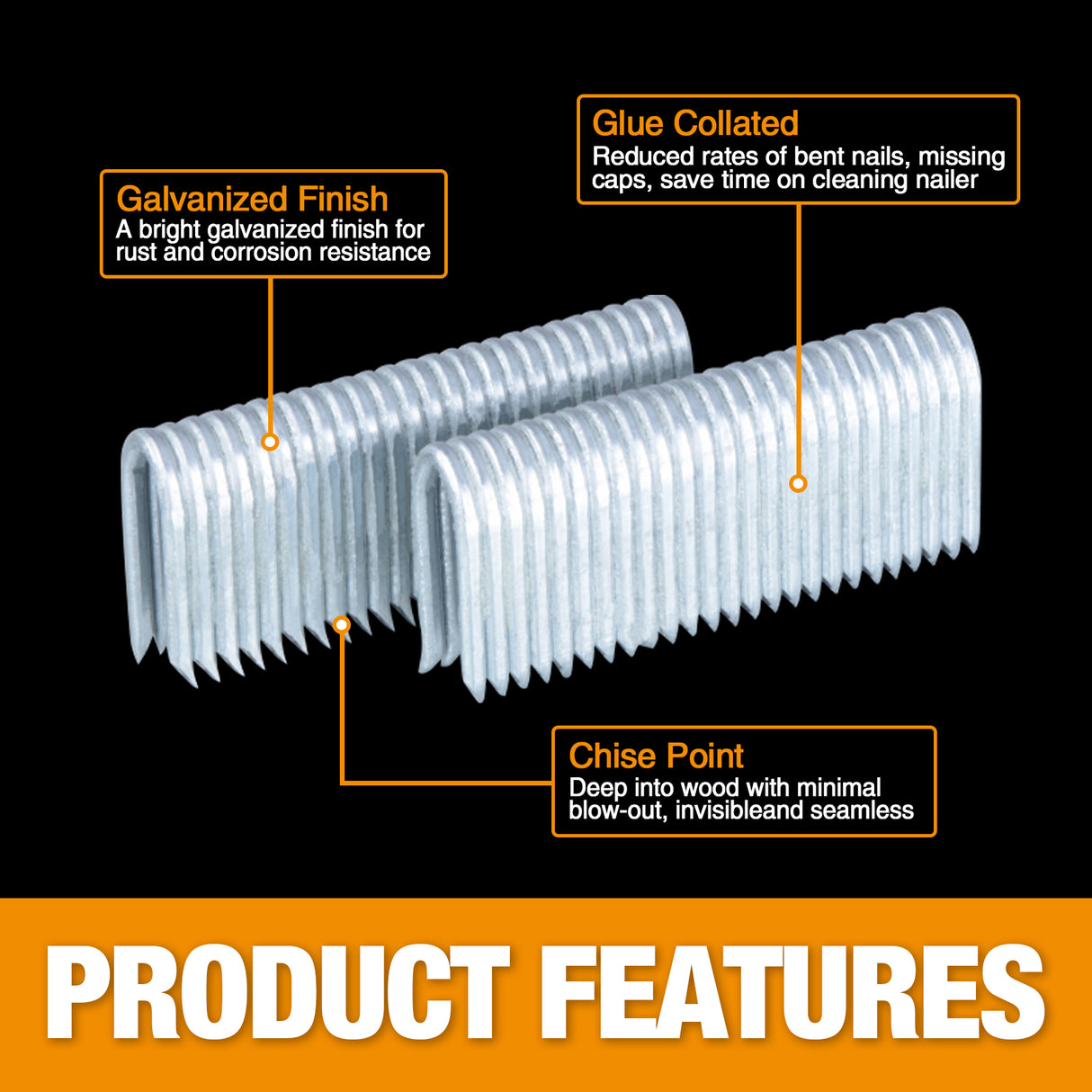 10.5-Gauge 7/8" to 1-9/16" Glue Collated Galvanized Fencing Staples (1500 Count)