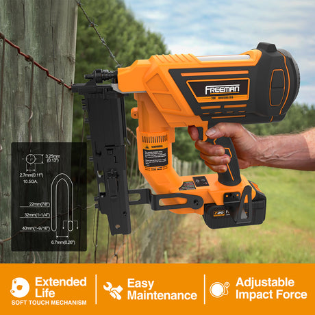 20V Cordless and Brushless 10.5-Gauge 1-9/16" Fencing Stapler Kit