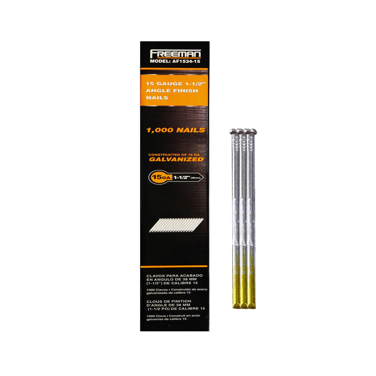 AF1534-15 15-Gauge 34 Degree Angle 1-1/2" Glue Collated Finish Nails (1000 Count)