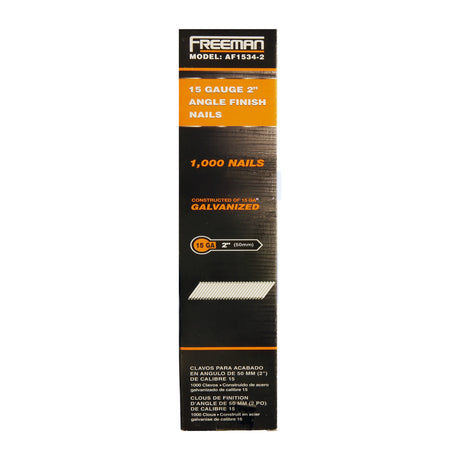 15-Gauge 34 Degree Angle 1-1/2" to 2-1/2" Tape Collated Galvanized or Stainless Steel Finish Nails