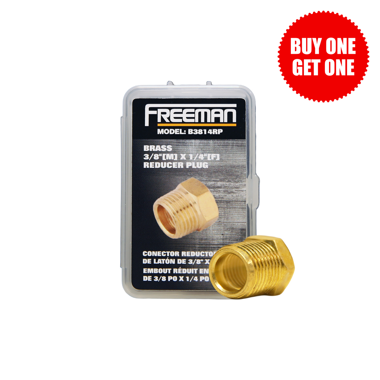 3/8" x 1/4" Brass Reducer Plug
