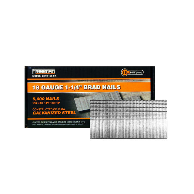 BN18-125-5K 18-Gauge 1-1/4" Glue Collated Brad Nails (5000 Count)