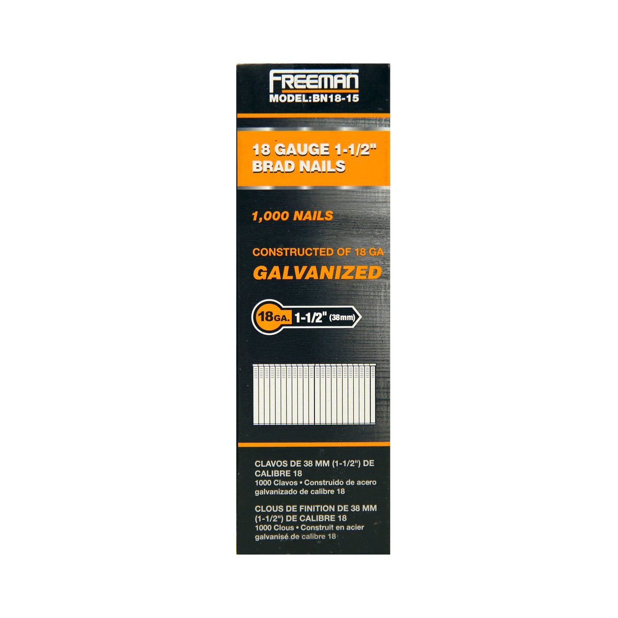 18-Gauge 1-1/2" Glue Collated Brad Nails (1000 Count)