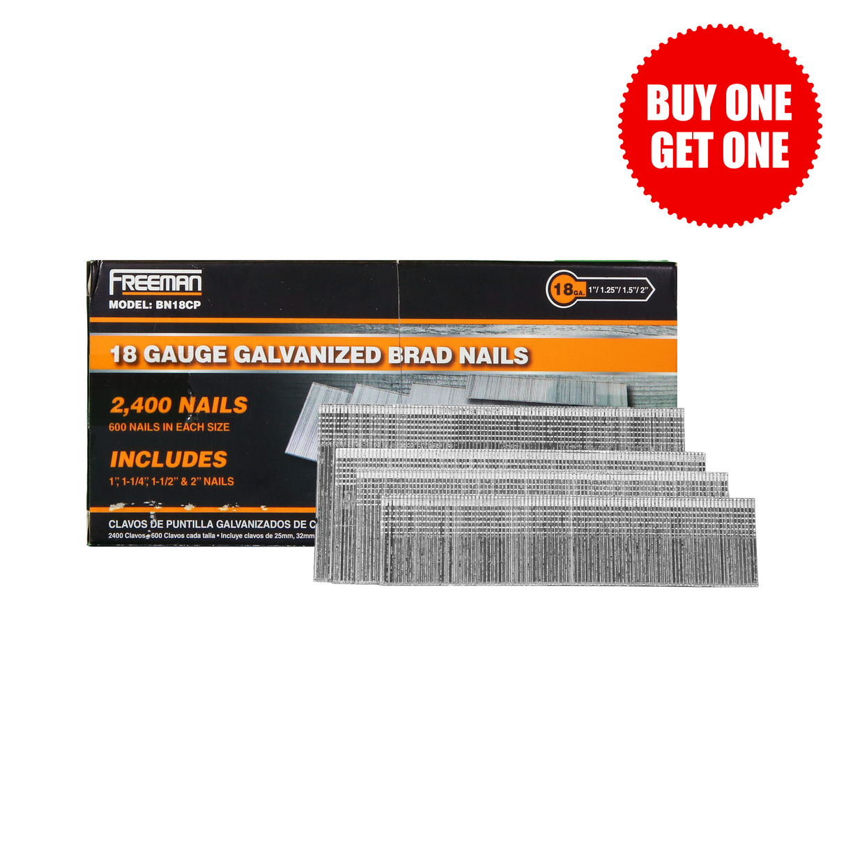 18-Gauge Combo Pack of Glue Collated Brad Nails (2400 Count)