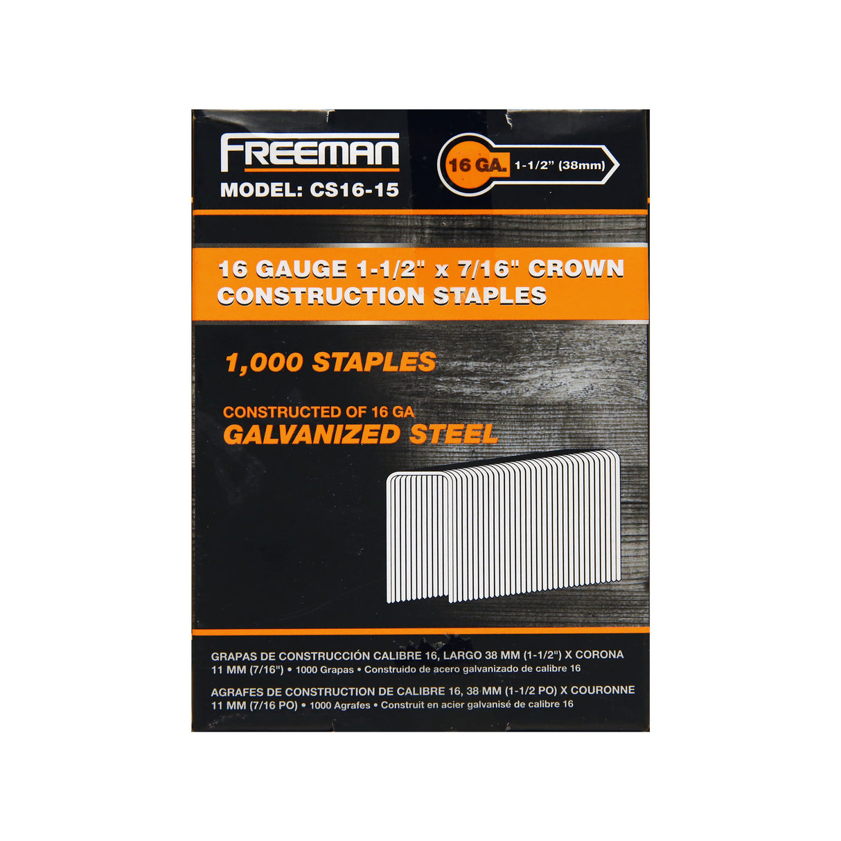 16-Gauge 1-1/2" Glue Collated Construction Staples with 7/16" Crown (1000 Count)