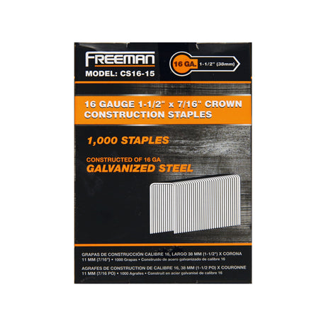 16-Gauge 3/4" to 2" Glue Collated Medium Crown Construction Staples