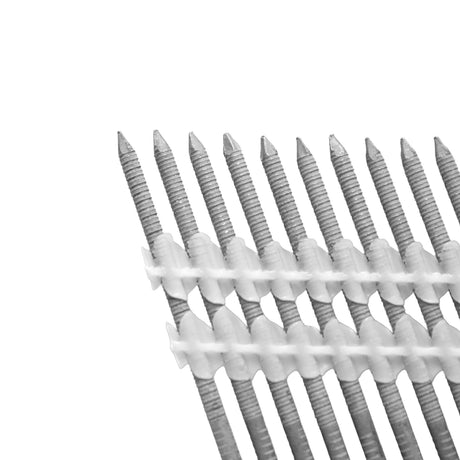 21 Degree .113" x 2" to 2-3/8" Plastic Collated Galvanized or Stainless Steel Ring Shank Framing Nails