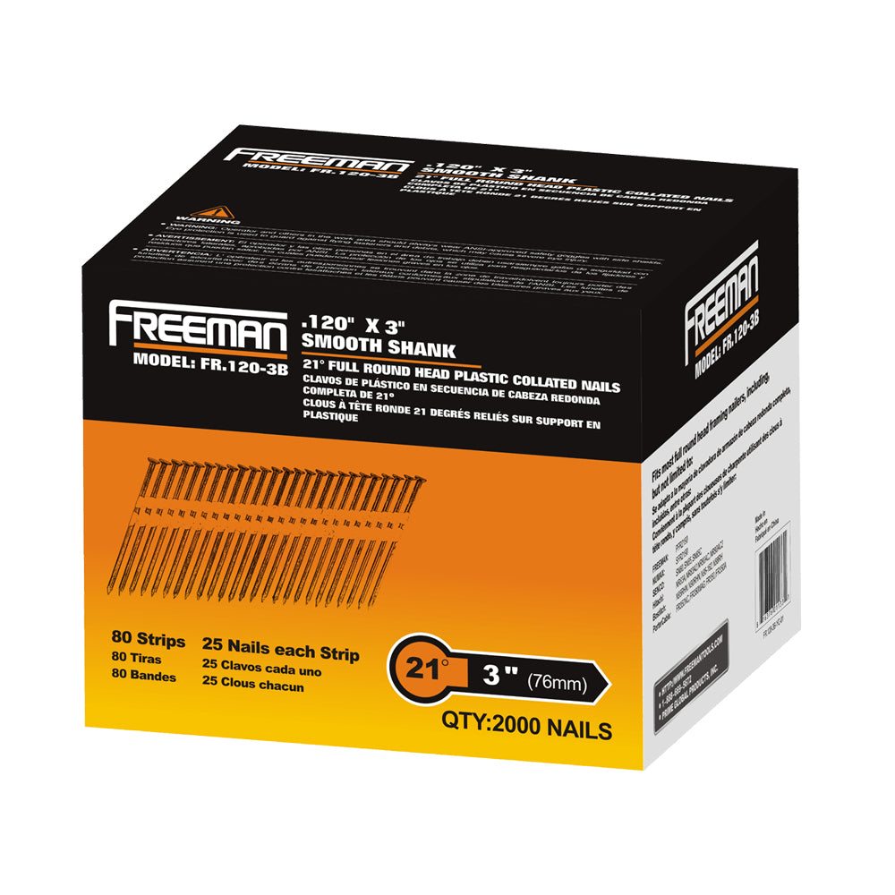 Freeman FR.120-3B 3 Inch 21 Degree Framing Nails, 2000 Count Freeman FR.120-3B 3 Inch 21 Degree Framing Nails, 2000 Count