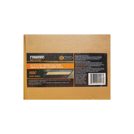 34 Degree .131" x 3" to 3-1/4" Paper Collated Bright Smooth Shank Framing Nails (2000 Count)