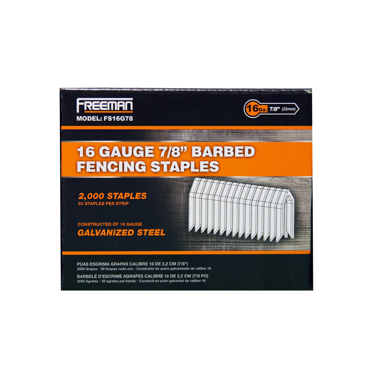 16-Gauge 7/8" Glue Collated Barbed Fencing Staples (2000 Count)