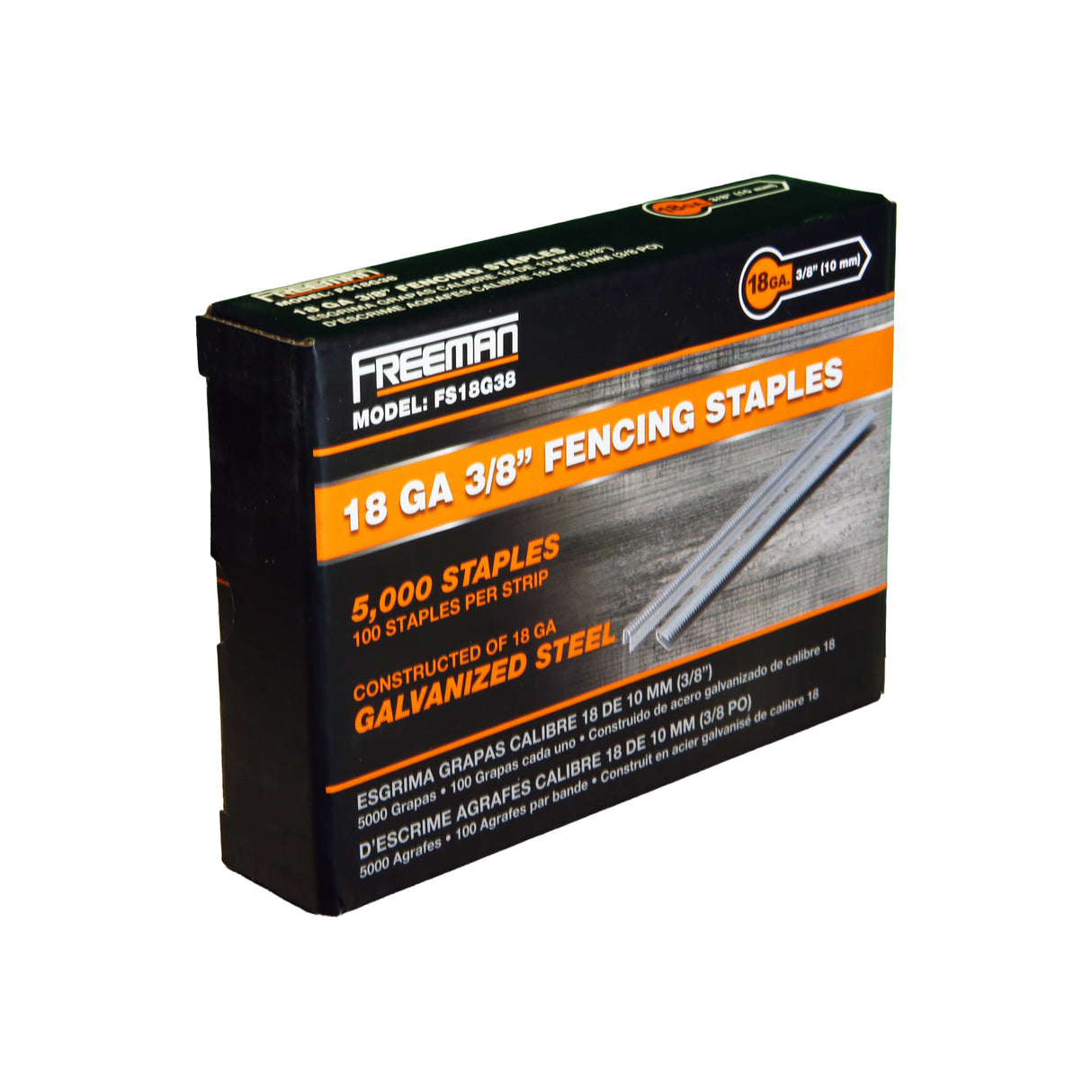 FS18G38 18-Gauge 3/8" Glue Collated Barbed Fencing Staples (5000 Count)