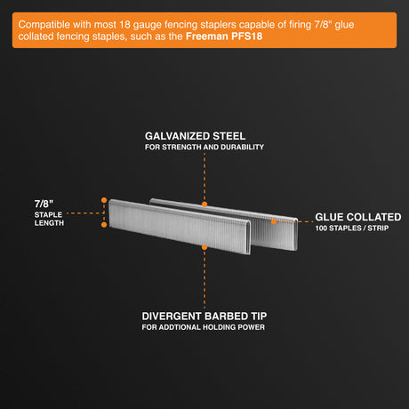 18-Gauge 3/8" to 7/8" Glue Collated Galvanized Fencing Staples (5000 Count)