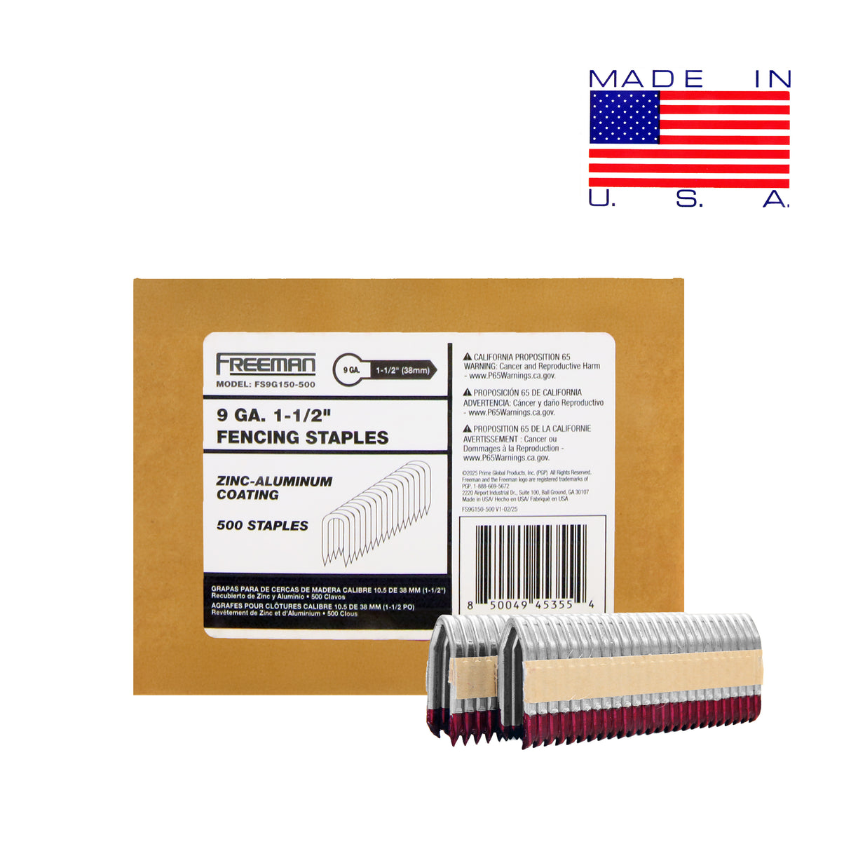 9-Gauge 1-1/2" Glue Collated Fencing Staples (500 Count)