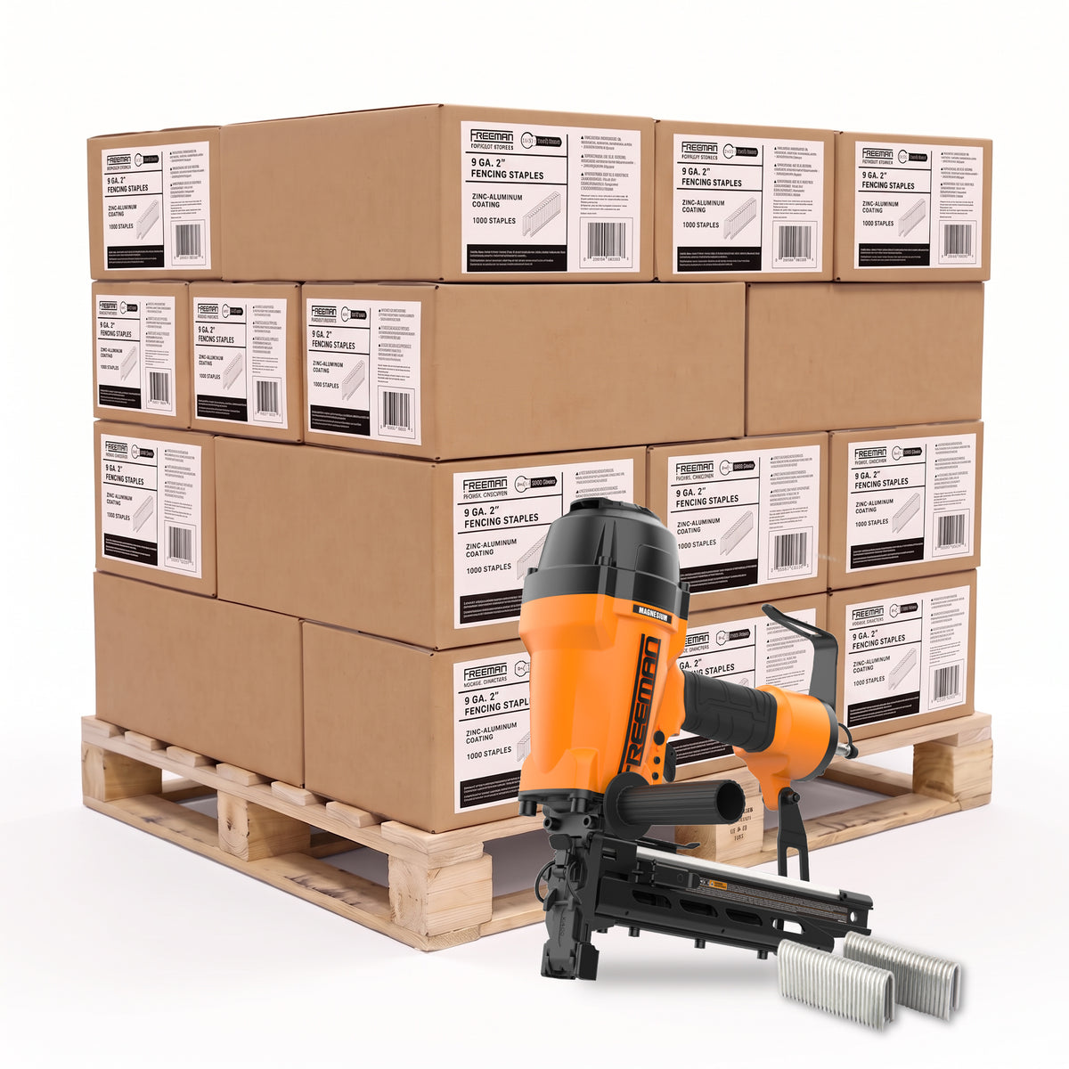 9-Gauge 2" Glue Collated Fencing Staples (PALLET) + FREE 9GA Fencing Stapler