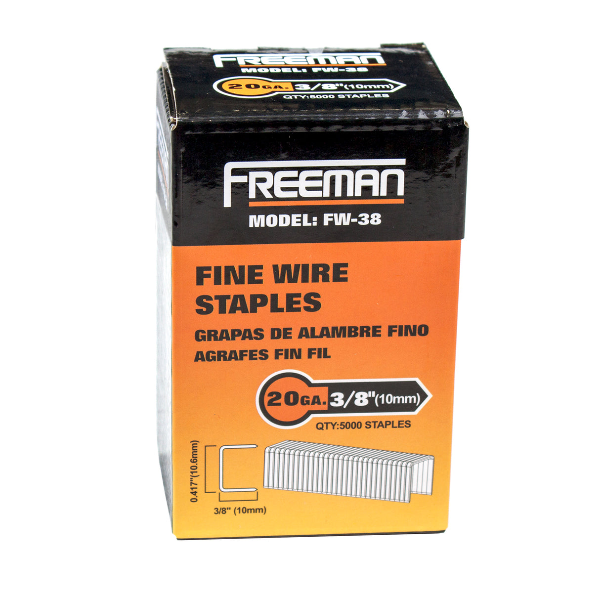 FW-38 20-Gauge 3/8" Glue Collated Fine Wire Staples (5000 Count)