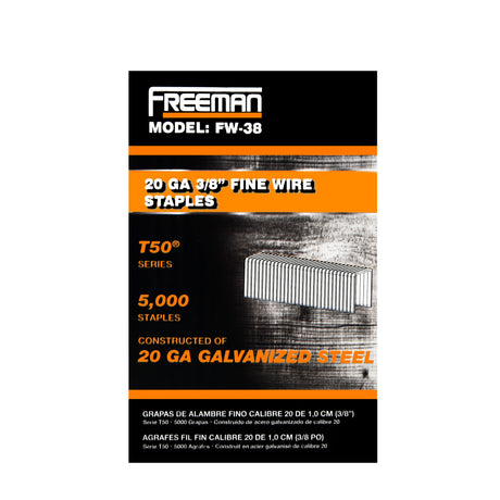 20-Gauge 1/2" to 3/8" Glue Collated Fine Wire / T50 Type Staples (5000 Count)