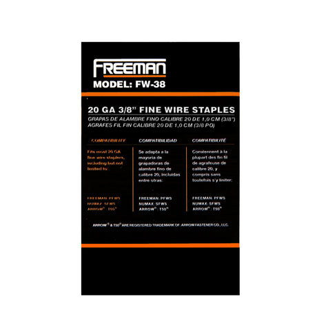 20-Gauge 1/2" to 3/8" Glue Collated Fine Wire / T50 Type Staples (5000 Count)