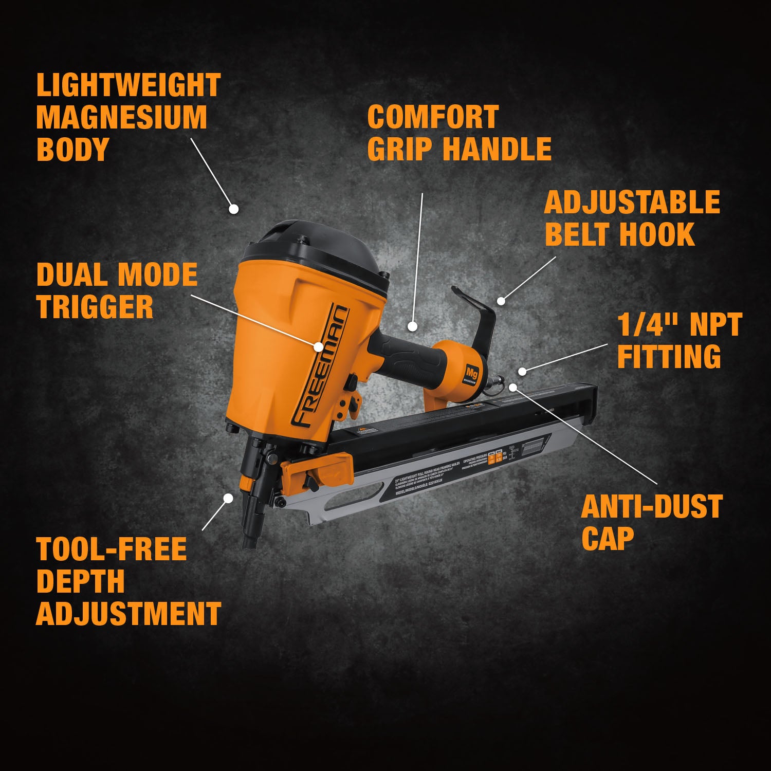 Compact Lightweight Pneumatic 21 Degree 3-1/4