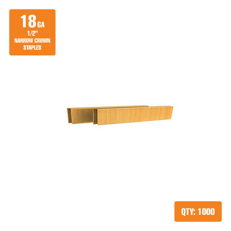 18-Gauge 1/2" Glue Collated Galvanized Narrow Crown Staples (1000 Count)