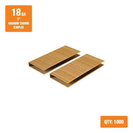 18-Gauge 1" Glue Collated Galvanized Narrow Crown Staples (1000 Count)