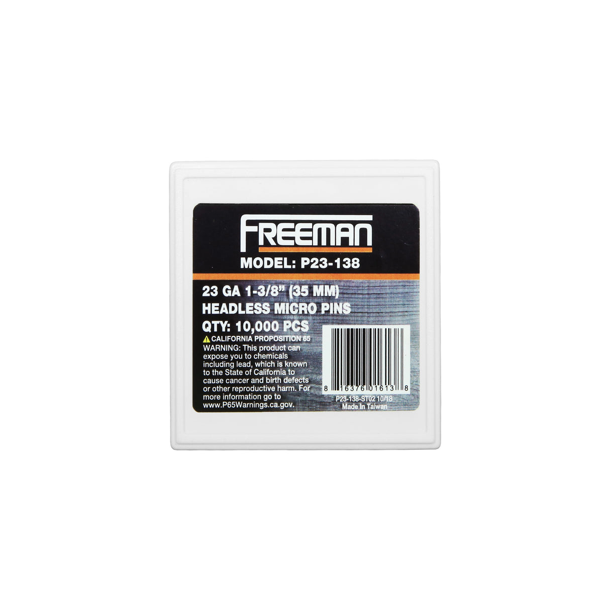 P23-138 23-Gauge 1-3/8" Glue Collated Headless Micro Pins (10,000 Count)