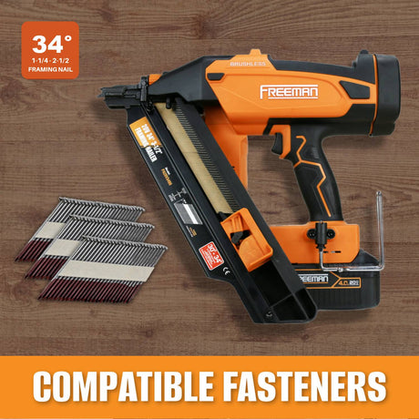 20V Cordless and Brushless 34° 3-1/2" Framing Nailer Kit