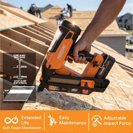 20V Cordless and Brushless 34° 3-1/2" Framing Nailer Kit