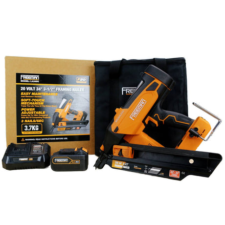 20V Cordless and Brushless 34° 3-1/2" Framing Nailer Kit