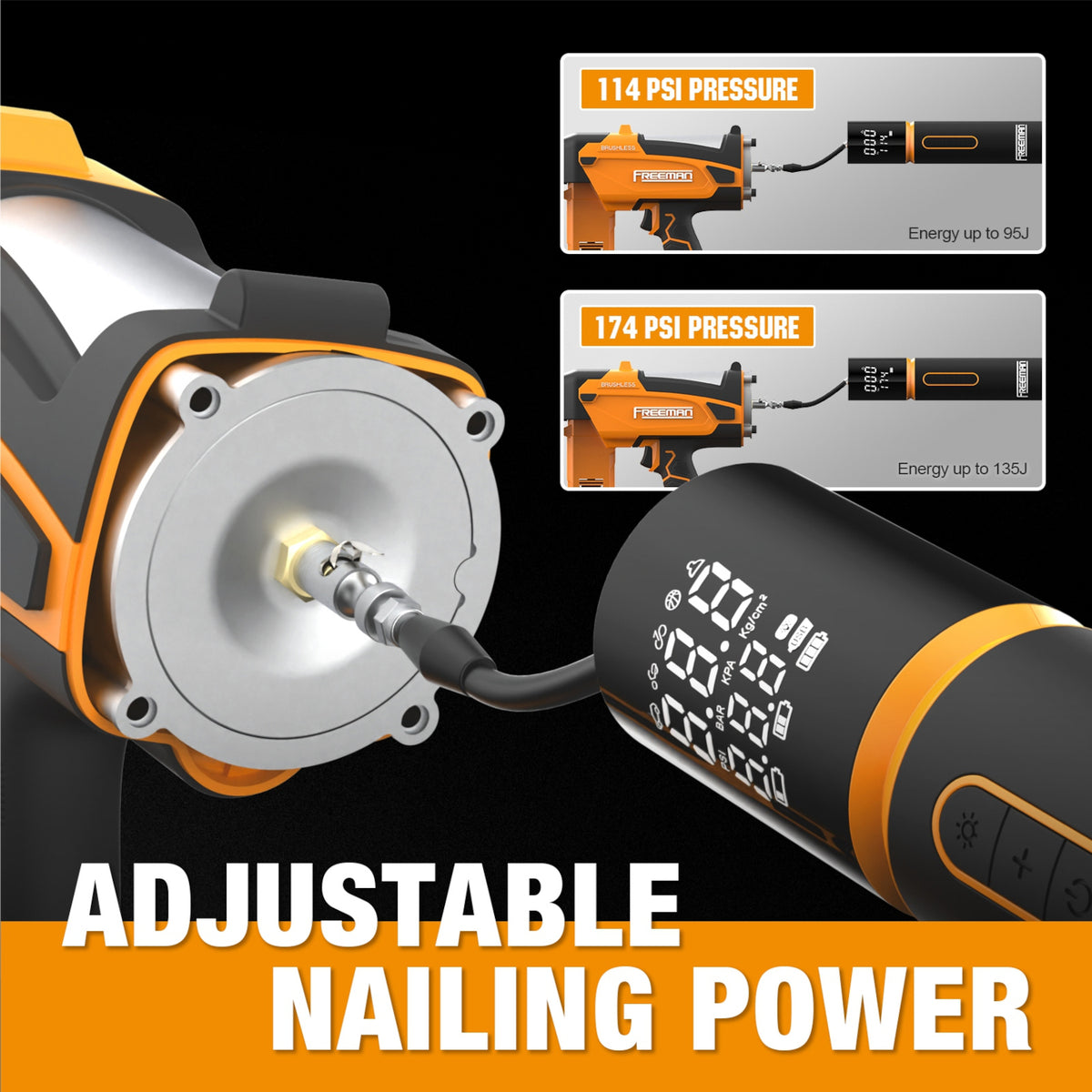 20V Cordless and Brushless 1-5/8" Smart Concrete Pin Nailer Kit (PATENTED)