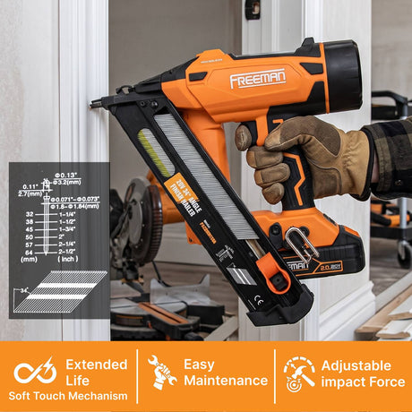 20V Cordless and Brushless 34° 2-1/2" Angle Finish Nailer Kit