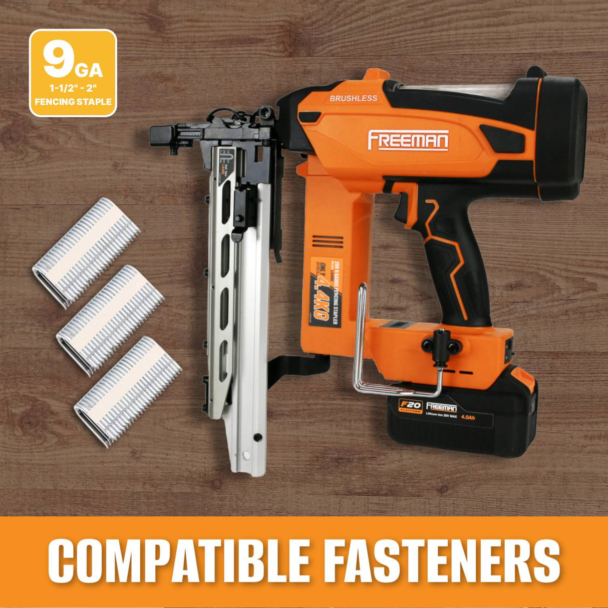 20V Cordless and Brushless 9-Gauge 2" Fencing Stapler Kit