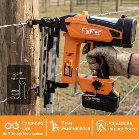 20V Cordless and Brushless 9-Gauge 2" Fencing Stapler Kit