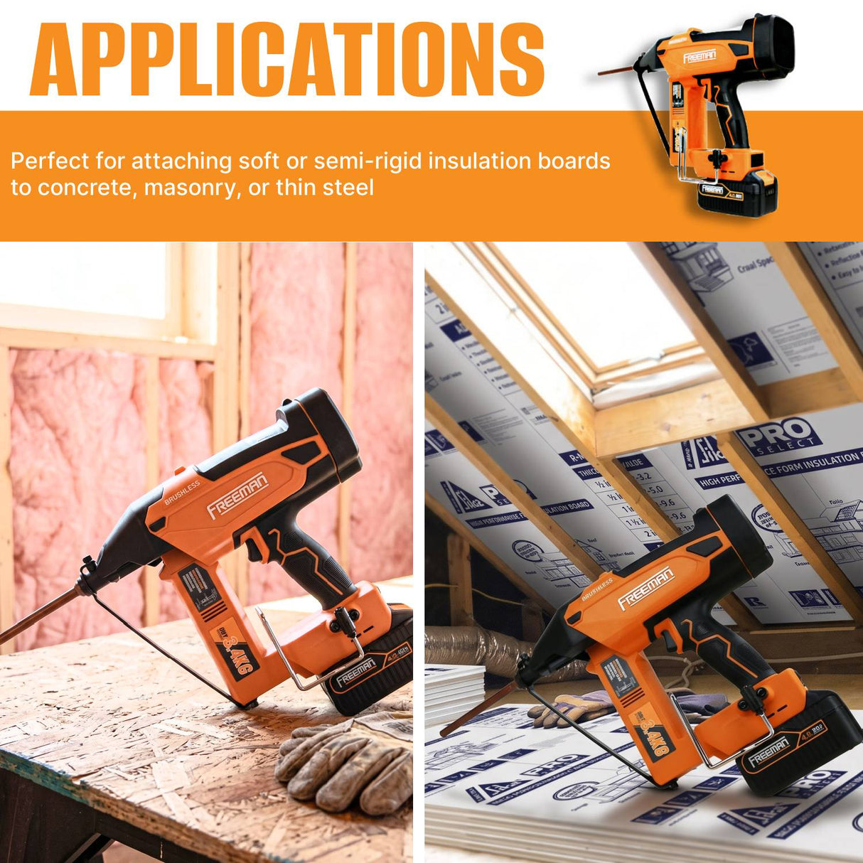20V Cordless and Brushless Insulation Nailer Kit