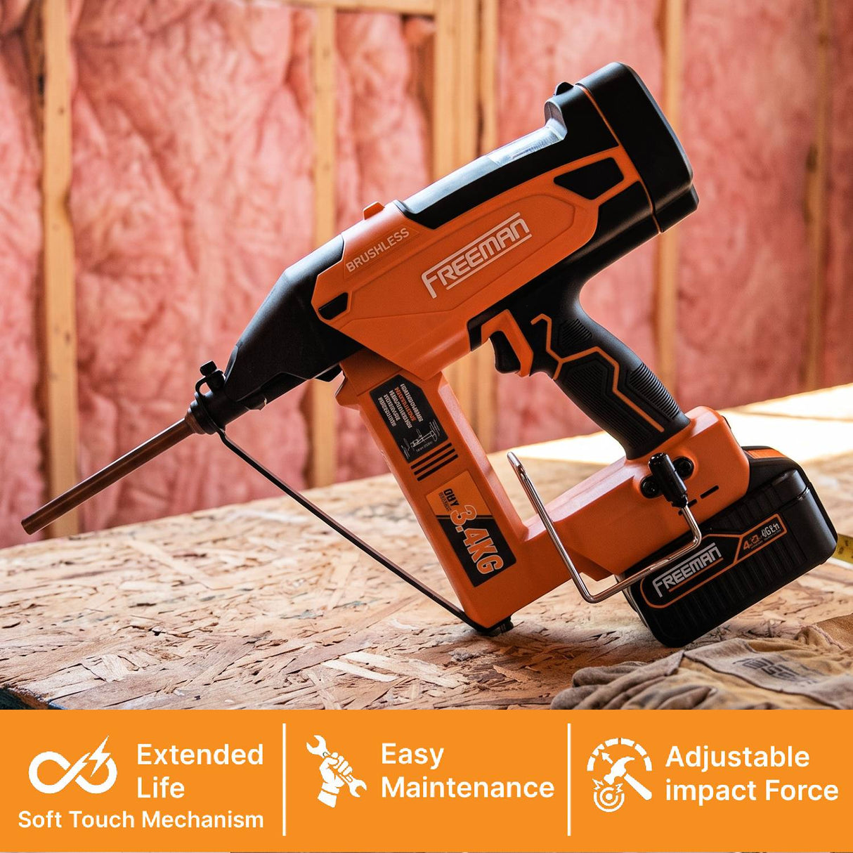 20V Cordless and Brushless Insulation Nailer Kit