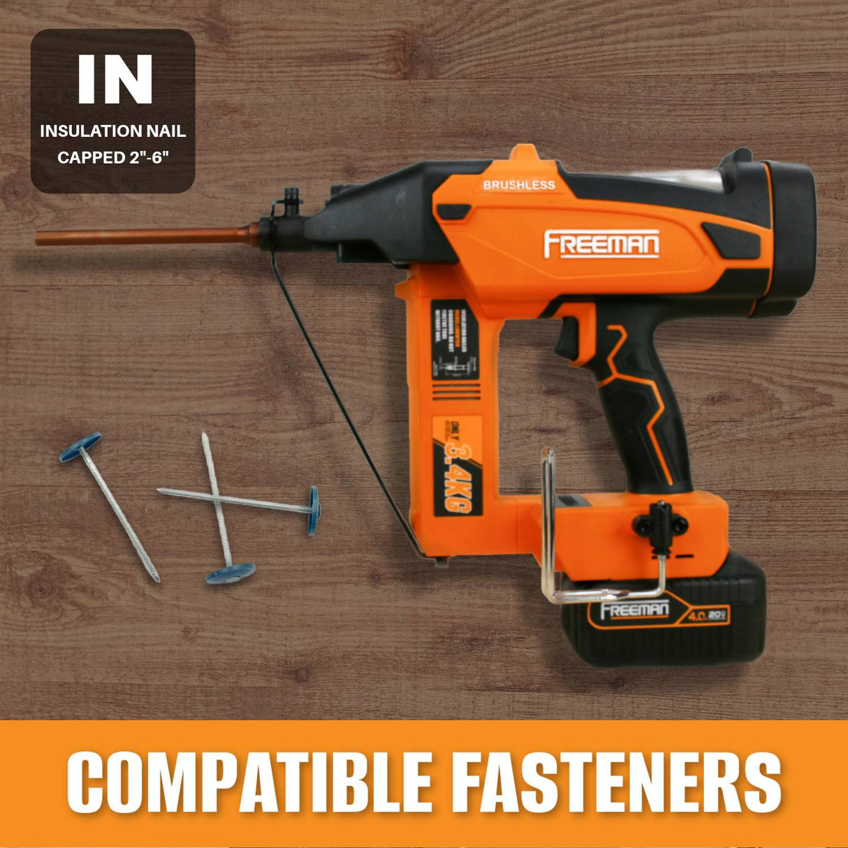 20V Cordless and Brushless Insulation Nailer Kit